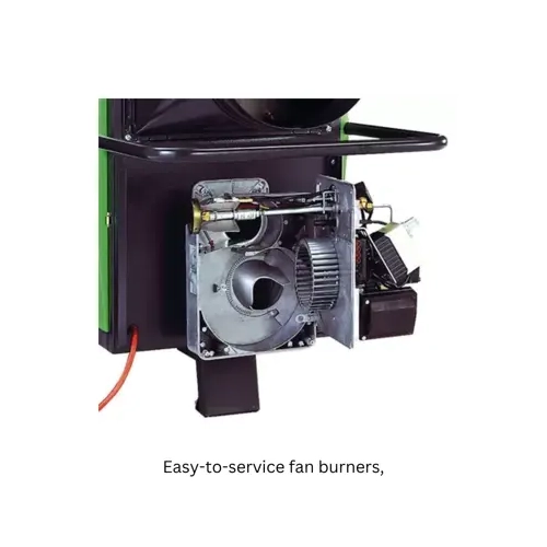 CLK 30-70 Indirect Gas Heater with flexible warm air hose attached
High-performance rear sickle fan on CLK 30-70 Gas Heater
Control panel of CLK 30-70 Gas Heater with protected switches
Easy-to-service fan burner assembly inside CLK 30-70 Gas Heater
Side view of CLK 30-70 Indirect Gas Heater with wheels and flue
CLK 30-70 Indirect Gas Heater scale image shown next to 183cm person