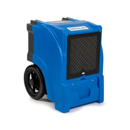 Brolin BR55C heavy duty industrial dehumidifier shown next to 183cm scale silhouette
Control panel of the Brolin BR55C industrial dehumidifier
Side view of Brolin BR55C heavy duty industrial dehumidifier with wheels and handle
Angled front view of Brolin BR55C heavy duty industrial dehumidifier
Angled side view of Brolin BR55C industrial dehumidifier showing air outlet
Rear view of Brolin BR55C industrial dehumidifier with cable and drainage outlet