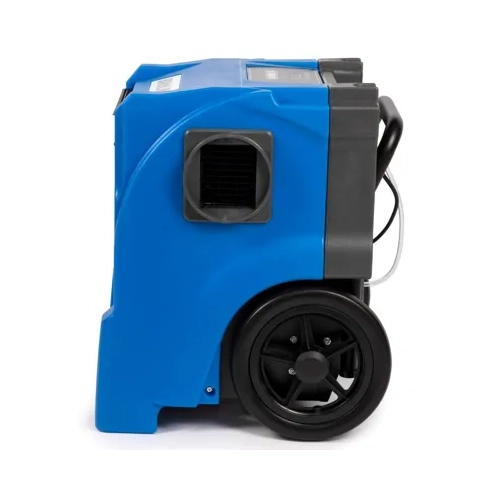 Brolin BR55C heavy duty industrial dehumidifier shown next to 183cm scale silhouette
Control panel of the Brolin BR55C industrial dehumidifier
Side view of Brolin BR55C heavy duty industrial dehumidifier with wheels and handle
Angled front view of Brolin BR55C heavy duty industrial dehumidifier
Angled side view of Brolin BR55C industrial dehumidifier showing air outlet
Rear view of Brolin BR55C industrial dehumidifier with cable and drainage outlet