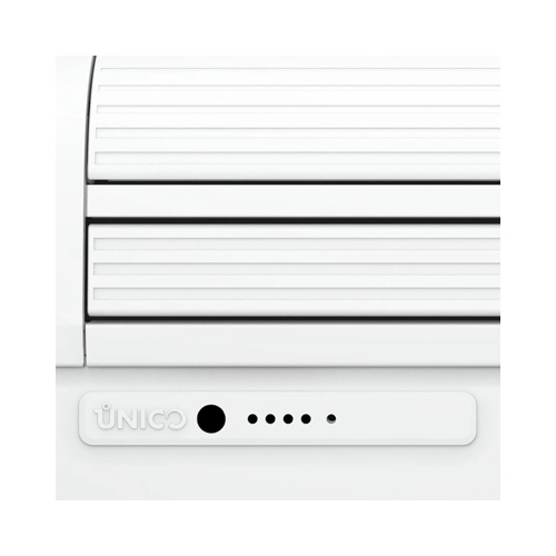 Olimpia Splendid Unico Edge Inverter 30SF air conditioner shown next to 183cm scale silhouette
Front view of Olimpia Splendid Unico Edge Inverter 30SF wall-mounted air conditioner
Close-up of control panel on Olimpia Splendid Unico Edge 30SF air conditioner
Olimpia Splendid Unico Edge Inverter 30SF air conditioner installed in a modern room setting