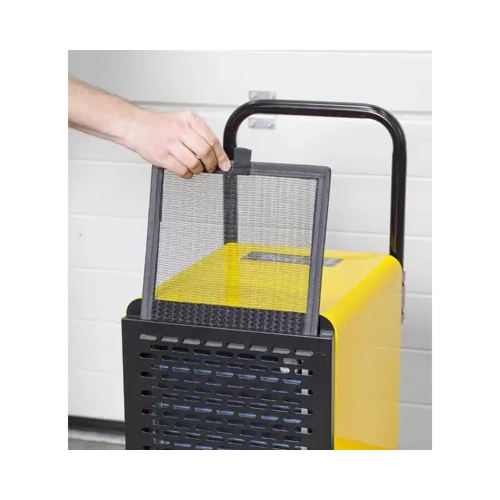 Sealey SDH50 110v Industrial Dehumidifier angled side view with wheels and handle
Sealey SDH50 110v Industrial Dehumidifier angled front view in yellow and black finish
Sealey SDH50 110v Industrial Dehumidifier with open water tank compartment
Digital control panel of Sealey SDH50 110v Industrial Dehumidifier in use
Sealey SDH50 110v Industrial Dehumidifier filter being removed for maintenance
Sealey SDH50 110v Industrial Dehumidifier scale image shown next to 183cm person