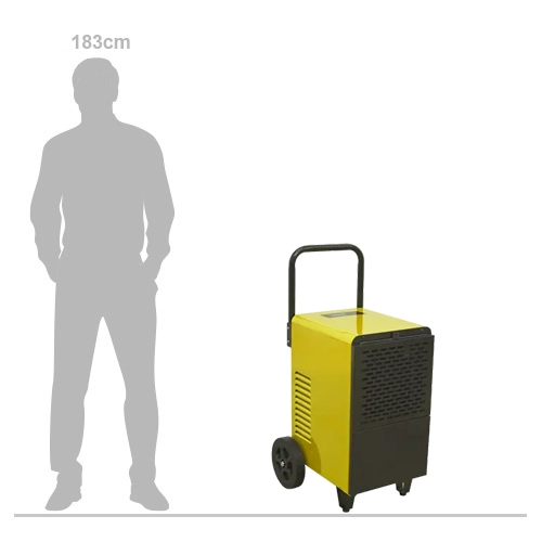 Sealey SDH50 110v Industrial Dehumidifier angled side view with wheels and handle
Sealey SDH50 110v Industrial Dehumidifier angled front view in yellow and black finish
Sealey SDH50 110v Industrial Dehumidifier with open water tank compartment
Digital control panel of Sealey SDH50 110v Industrial Dehumidifier in use
Sealey SDH50 110v Industrial Dehumidifier filter being removed for maintenance
Sealey SDH50 110v Industrial Dehumidifier scale image shown next to 183cm person