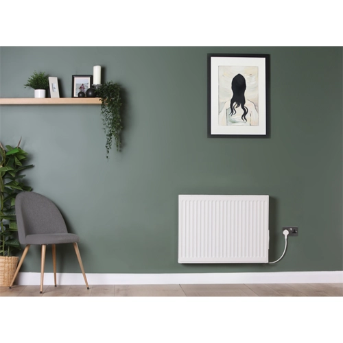 RadiWarm HE6100 1.48 kW wall-mounted electric radiator with modern slimline body and smart heating features