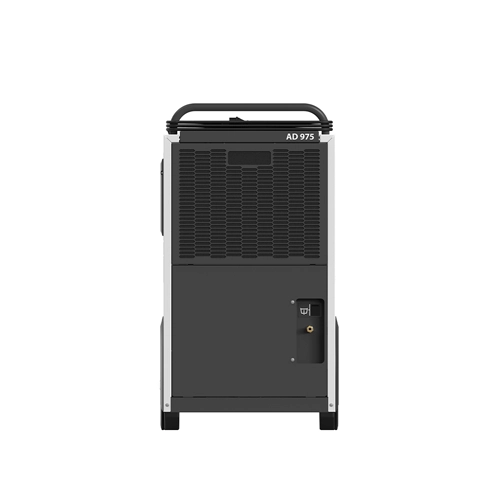 Front view of the Dantherm AD 975 dehumidifier showing air intake grille and service access