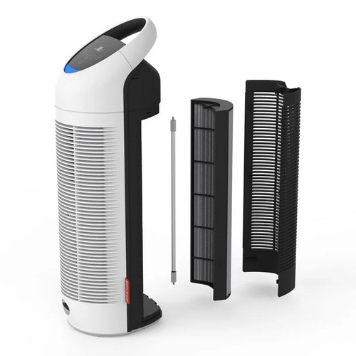 Boneco P370 air purifier showing internal filtration components and filter layout