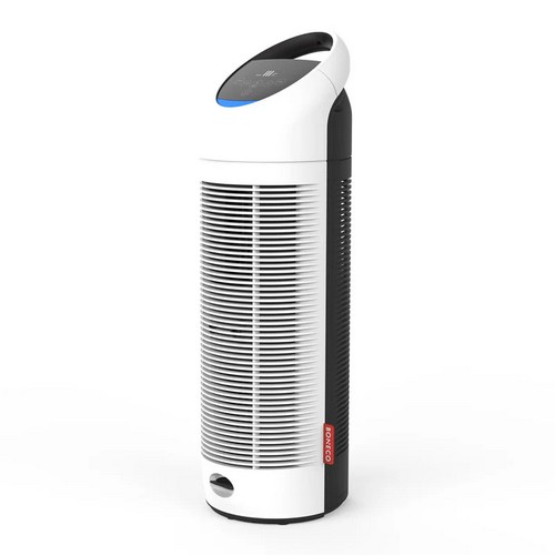 Boneco P370 air purifier shown at an angle highlighting height and airflow design