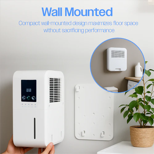 Prem-I-Air EH1478 wall mounted compact Peltier dehumidifier installation with mounting plate