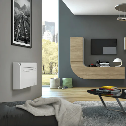 Olimpia Splendid Unico AIR HP EFA slim wall mounted air conditioner installed in modern living room