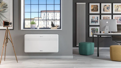 Olimpia Splendid Unico EVO 20HP all-in-one air conditioner showing internal components