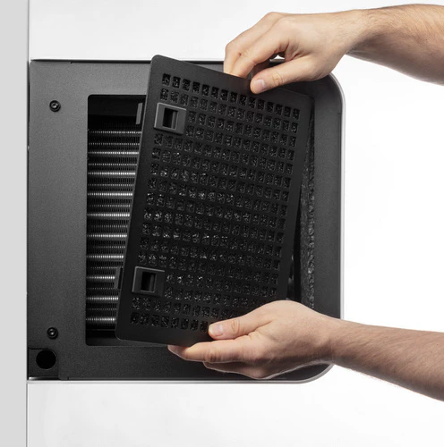Dantherm DH 20 removable air filter access for routine maintenance and cleaning