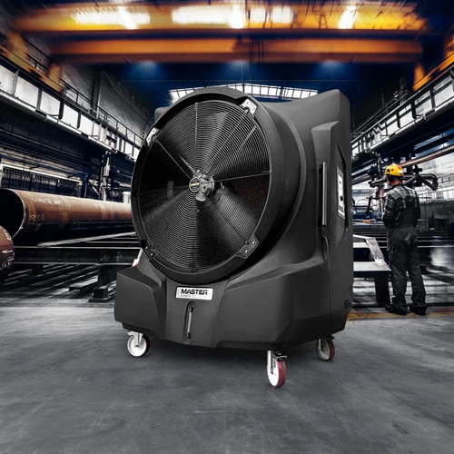 Master BC451 industrial evaporative cooler operating inside a large manufacturing facility