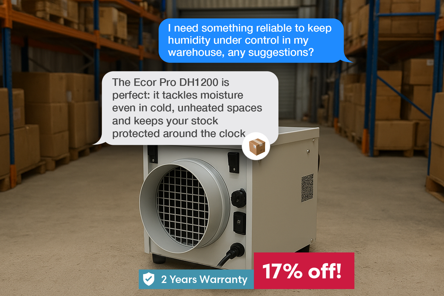 Ecor Pro DH1200 220v Desiccant Dehumidifier